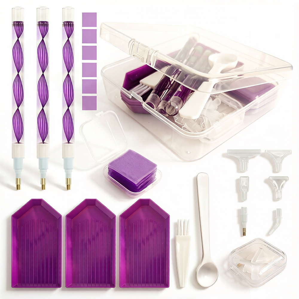 Craft Embellishment Storage - DIY Diamantmalerei Werkzeugset 4-Farben-Aufbewahrungsbox mit Tablett