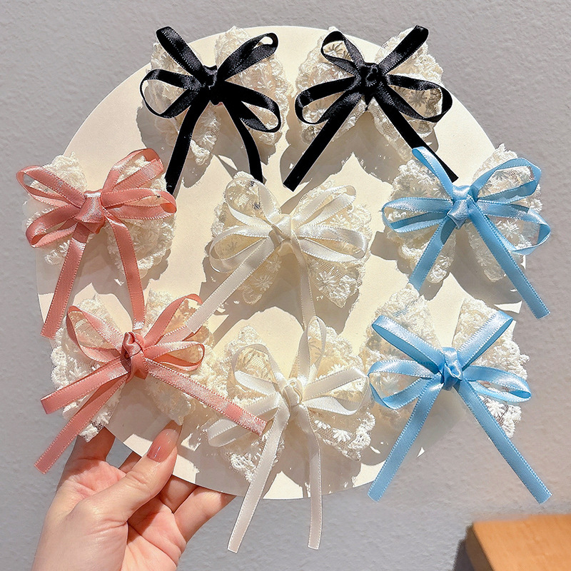 Lace Ribbon Trim - 2Pcs Elegante Spitze Bogen Haarnadeln Frauen