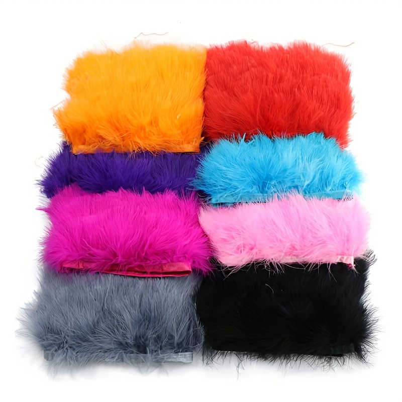 Feather Trim Marabou - Flauschige Truthahnfedern-Borte, Fransenband 8-10cm, Marabu-Federn für