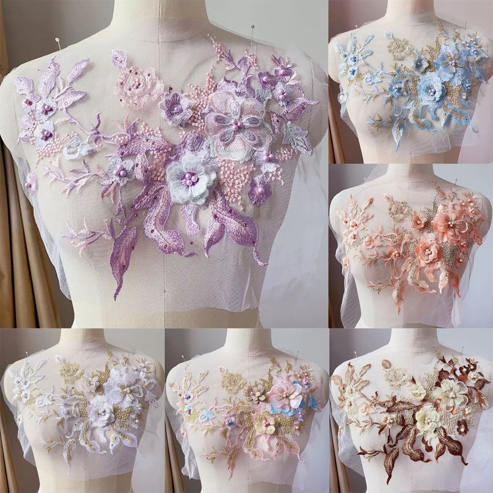 Embellishments For Scrapbooking - 3D Blumen Perlen Spitze Stoffe Applikation