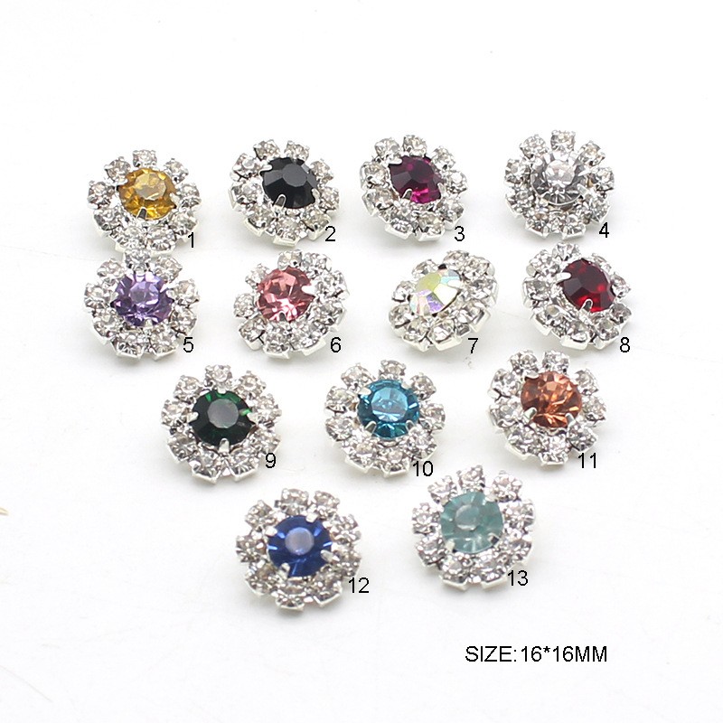 Sew On Rhinestone - 10Pcs 16MM Runde Metall Strass Nähen