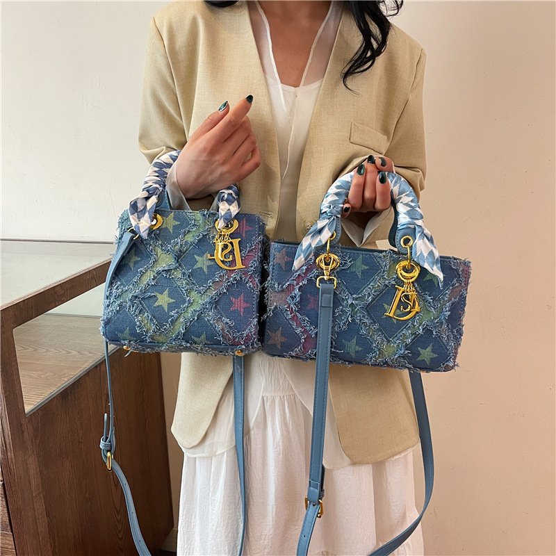 Craft Embellishment Storage - Y2K Damen New Denim Star Handtasche