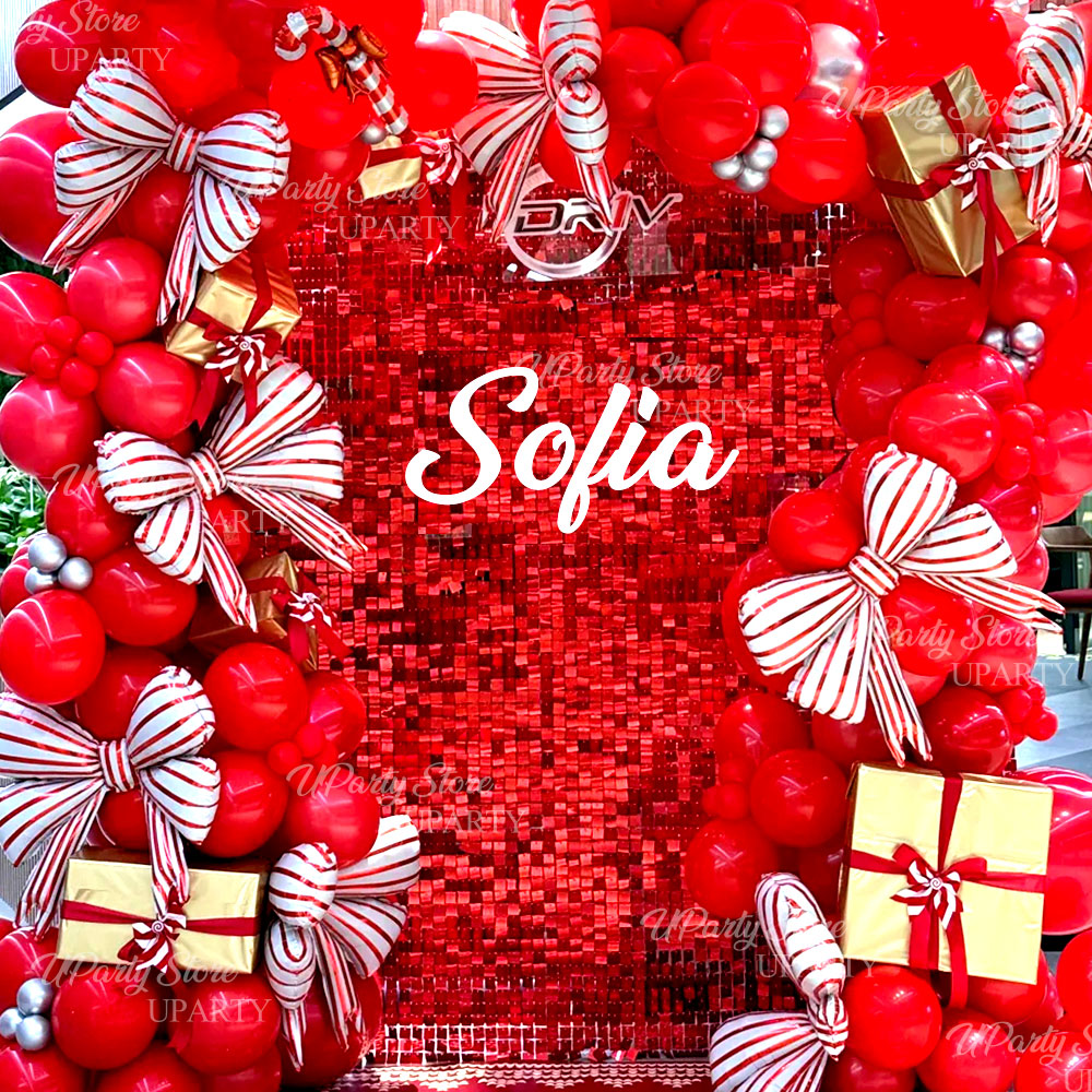Sequin Fabric Panel - Rote schimmernde Wandhintergrundplatten, 12/16/18/24 Stück, rote