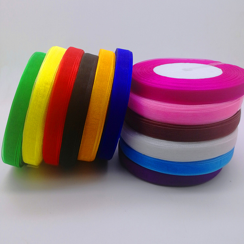 Organza Ribbon Spool - Heißer 10mm 50Yards Spule Satin Rand