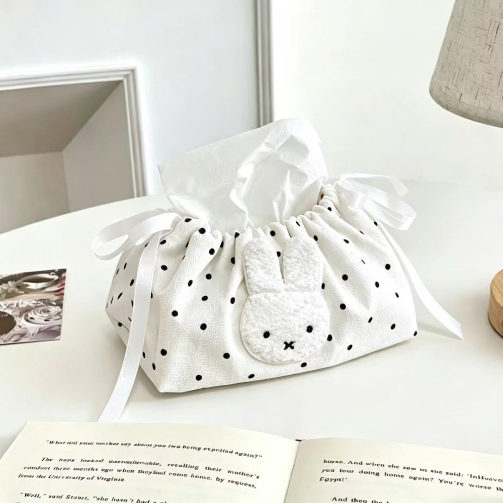 Craft Embellishment Storage - Niedliche Miffy Wellen-Stickerei Kordelzug-Tasche für Schlafzimmer-Aufbewahrung