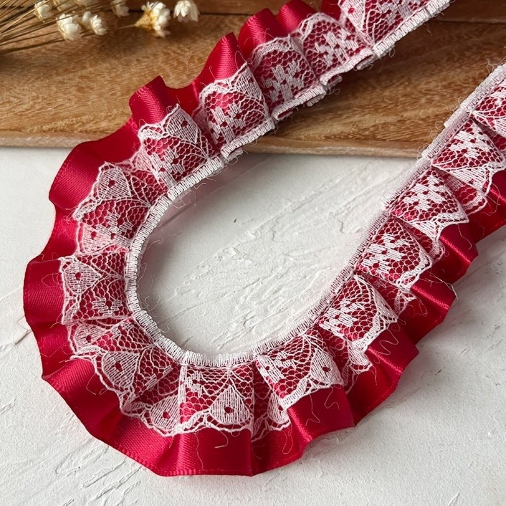Lace Ribbon Trim - 3 Meter Spitzenbänder, plissierter, handgefertigter Rüschenstoffbesatz,