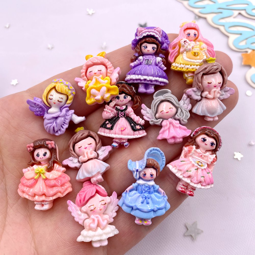 Embellishments For Scrapbooking - 20 Stück bunte Cartoon-Engelsmädchen-Figuren aus Kunstharz