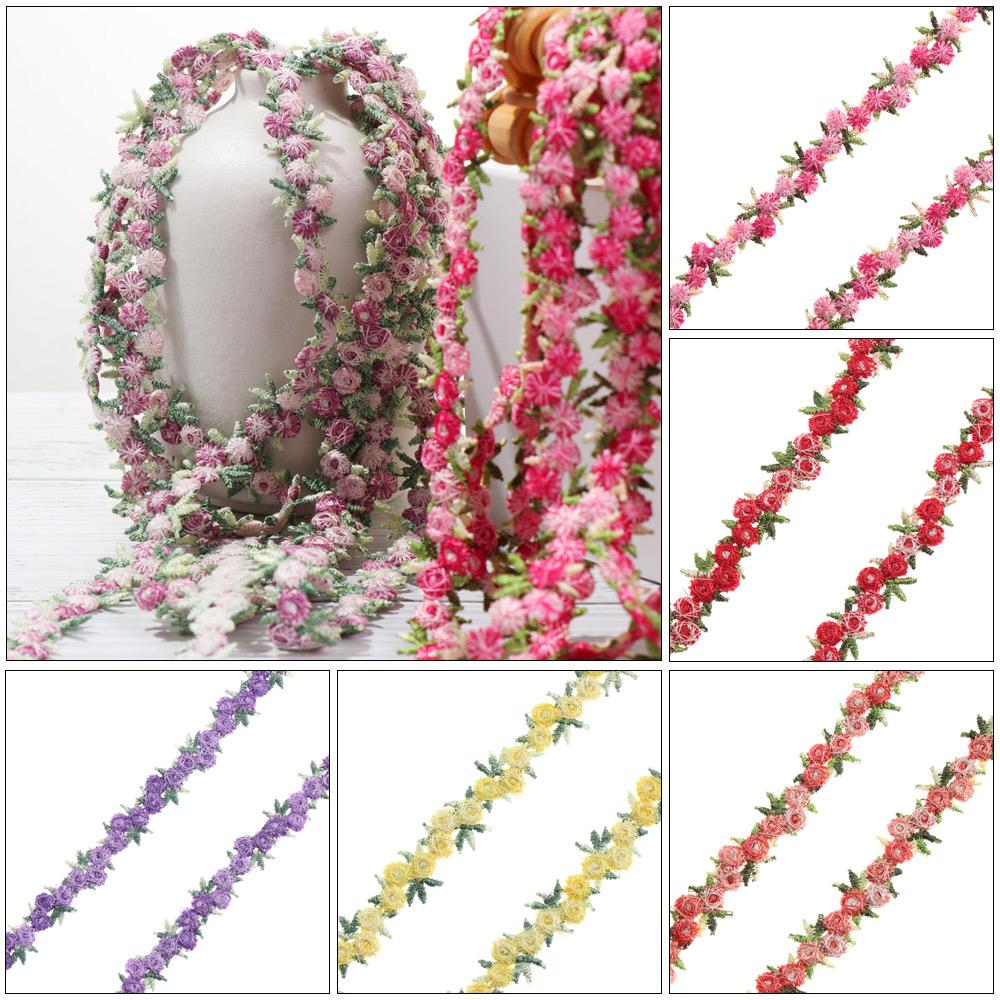 Lace Ribbon Trim - DIY-Bastelbedarf Polyester-Nähband Wasserlösliche Blumen-Spitzenborte Bestickte Bänder