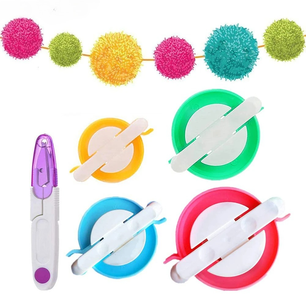 Pom Pom Maker Tool - Pompom-Maker-Set in 4 Größen mit Garnschneider