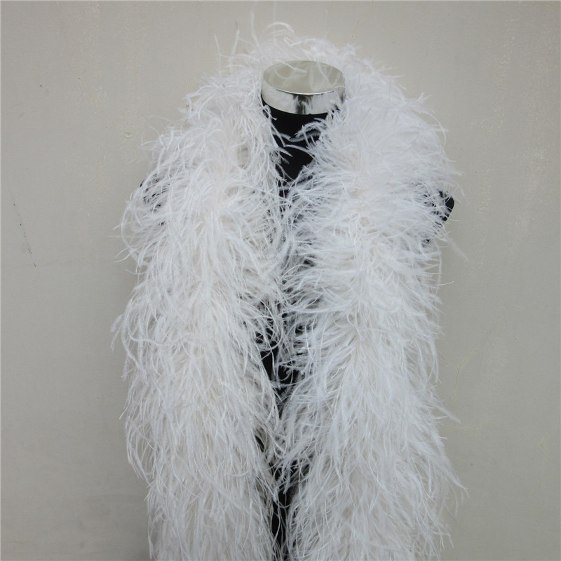 Feather Trim Marabou - 2 Meter 6-lagige weiße natürliche Straußenfedern