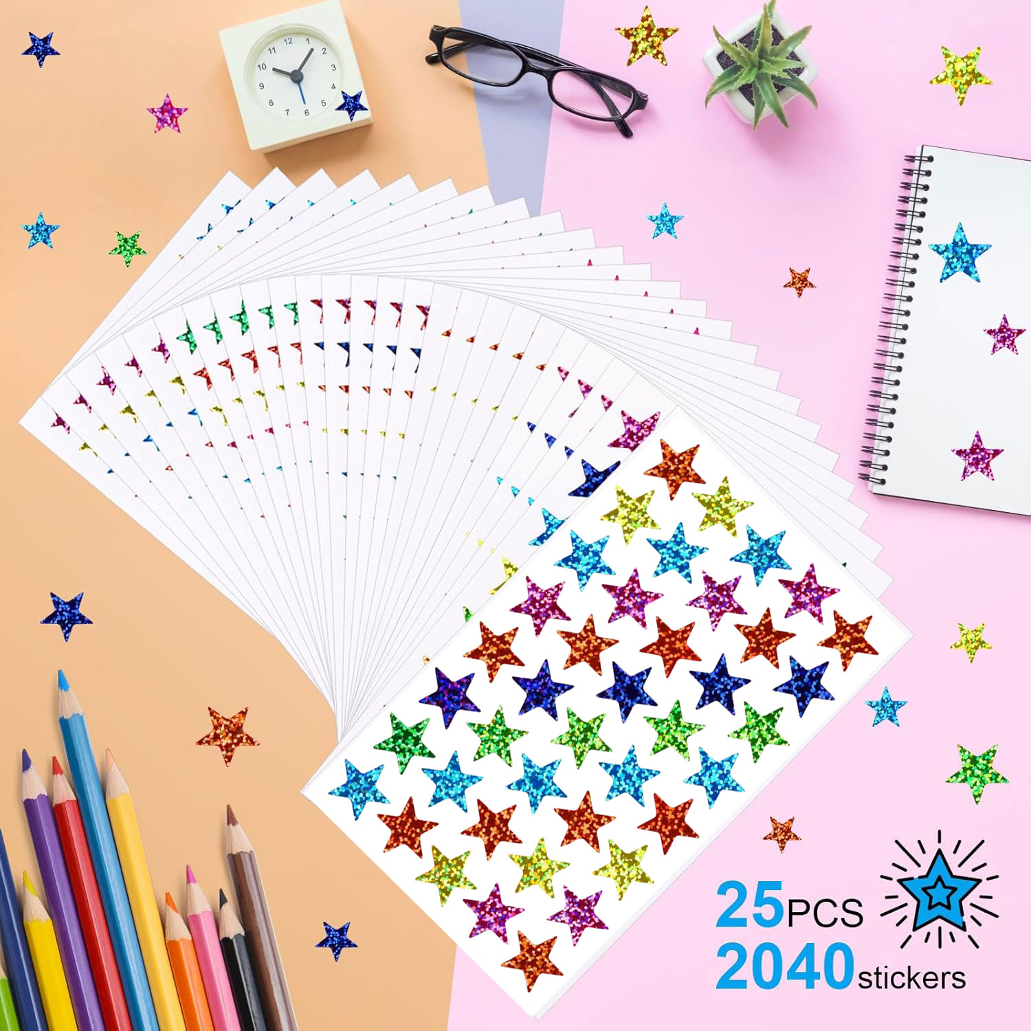 25 Blatt Sternaufkleber, 2040  – Glitter Vinyl Roll Bewertung und Preis