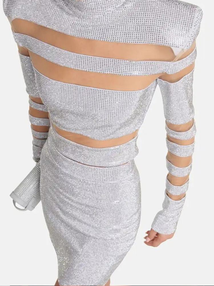 Sexy zweiteiliges Bandage-Set  – Sequin Fabric Panel Bewertung und Preis