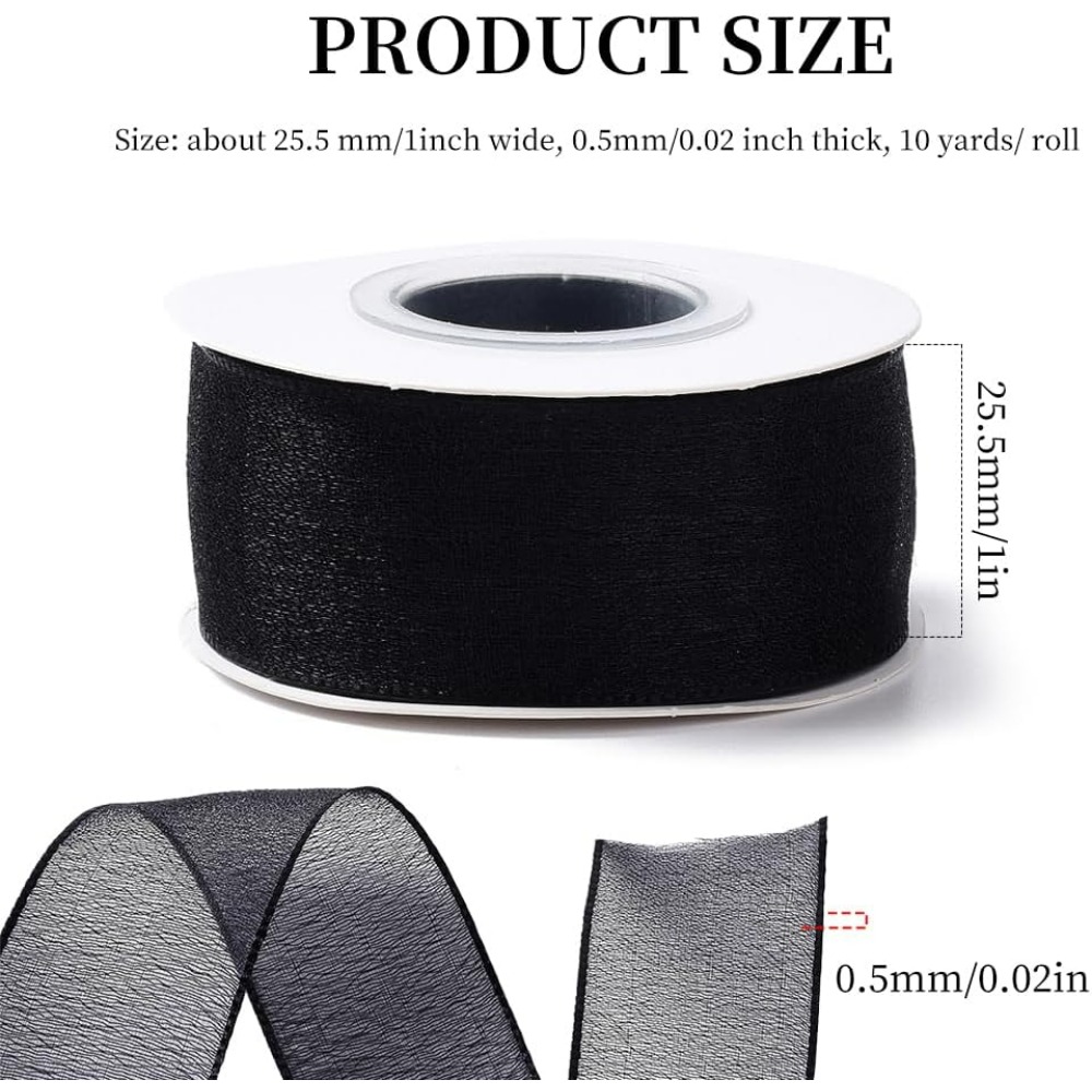 1 Zoll schwarzes Organzaband,  – Organza Ribbon Spool Bewertung und Preis