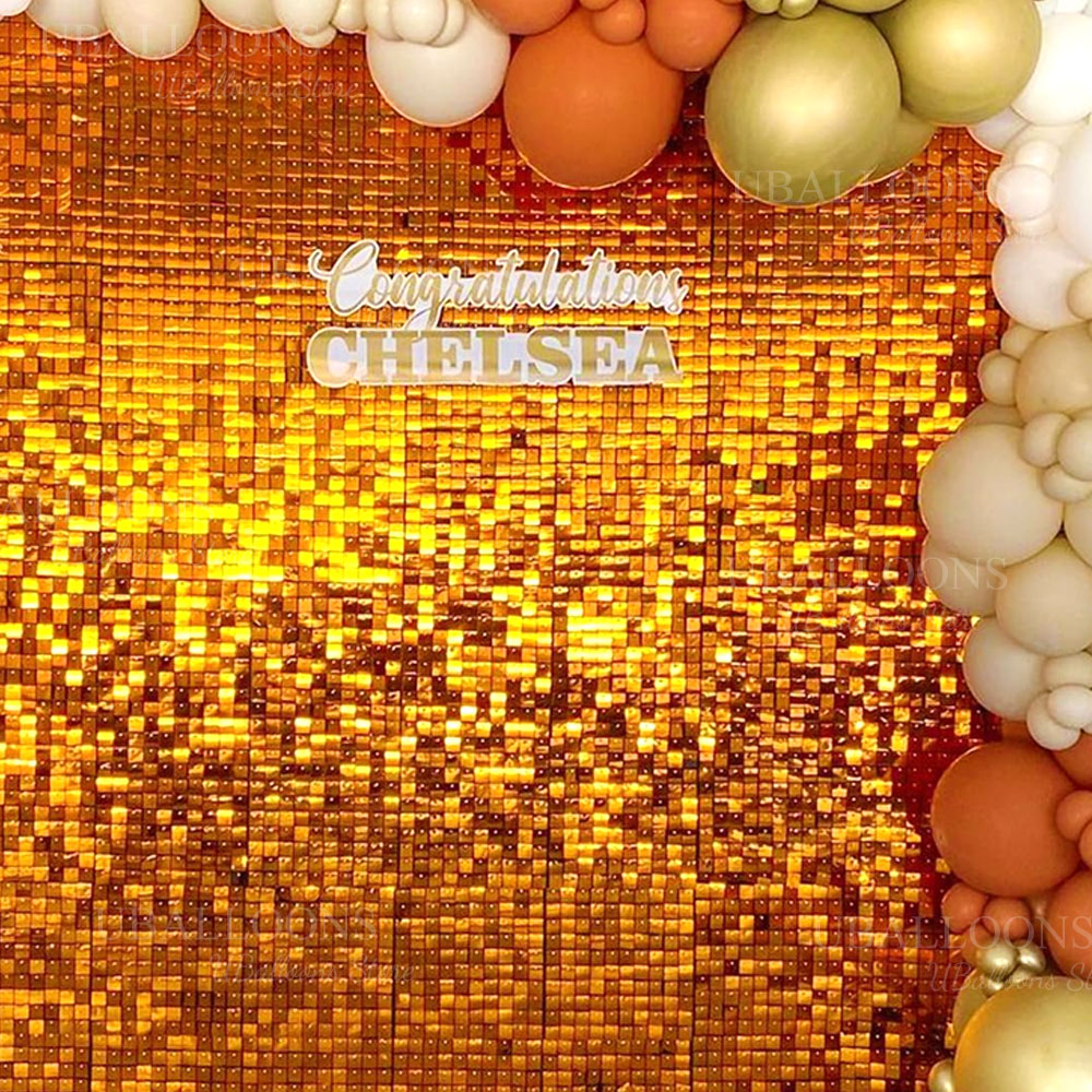Hellorange schimmernde Wand-Hi – Sequin Fabric Panel Bewertung und Preis