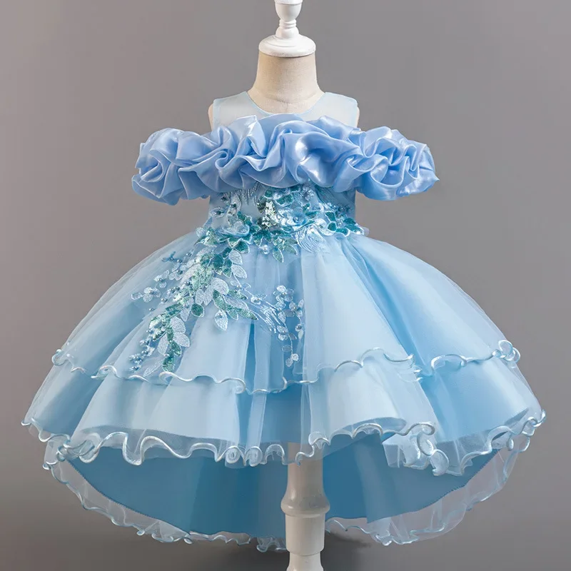 Modische Blumenmädchenkleider  – Lace Ribbon Trim Bewertung und Preis