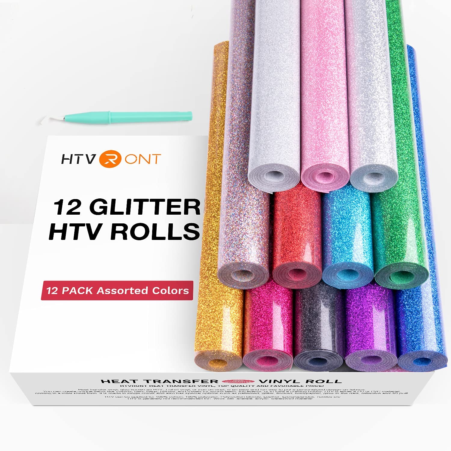 HTVRONT 12er-Pack Glitzer-HTV  – Glitter Vinyl Roll Bewertung und Preis
