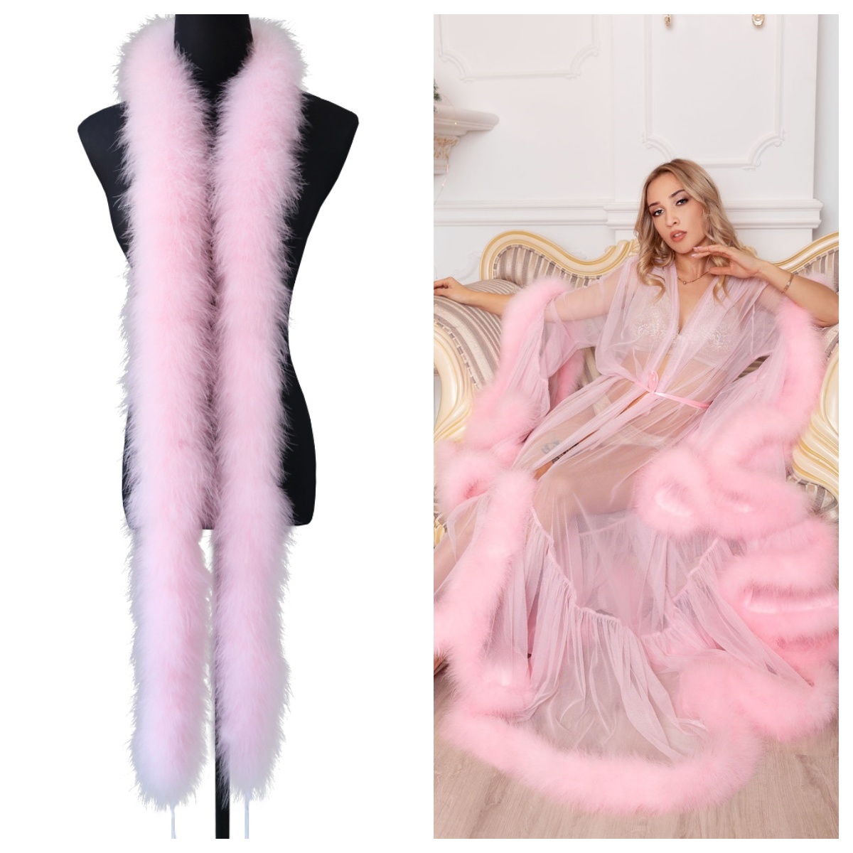 Natürlicher Marabu-Federbesatz – Feather Trim Marabou Bewertung und Preis