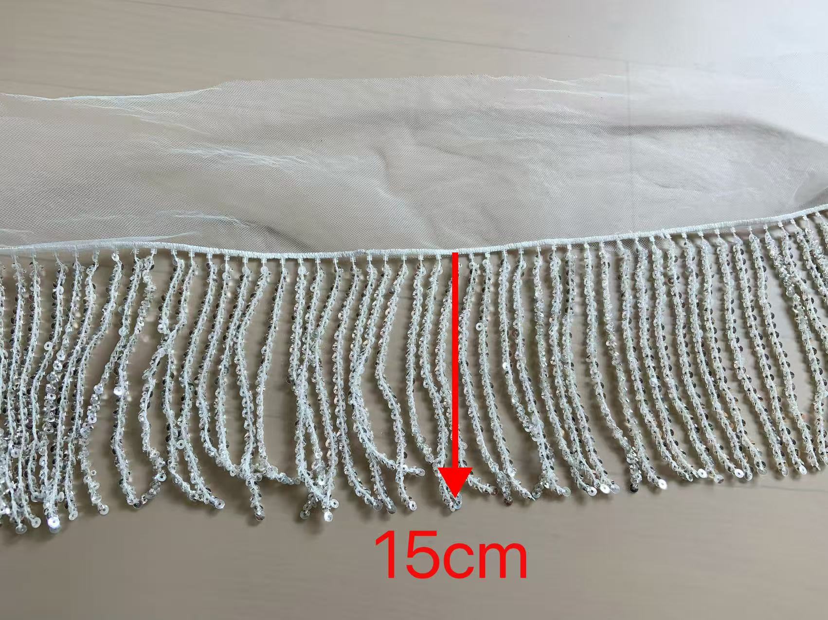 1 Yard Silberne Saatperlen-Fra – Fringe Ribbon Sewing Bewertung und Preis