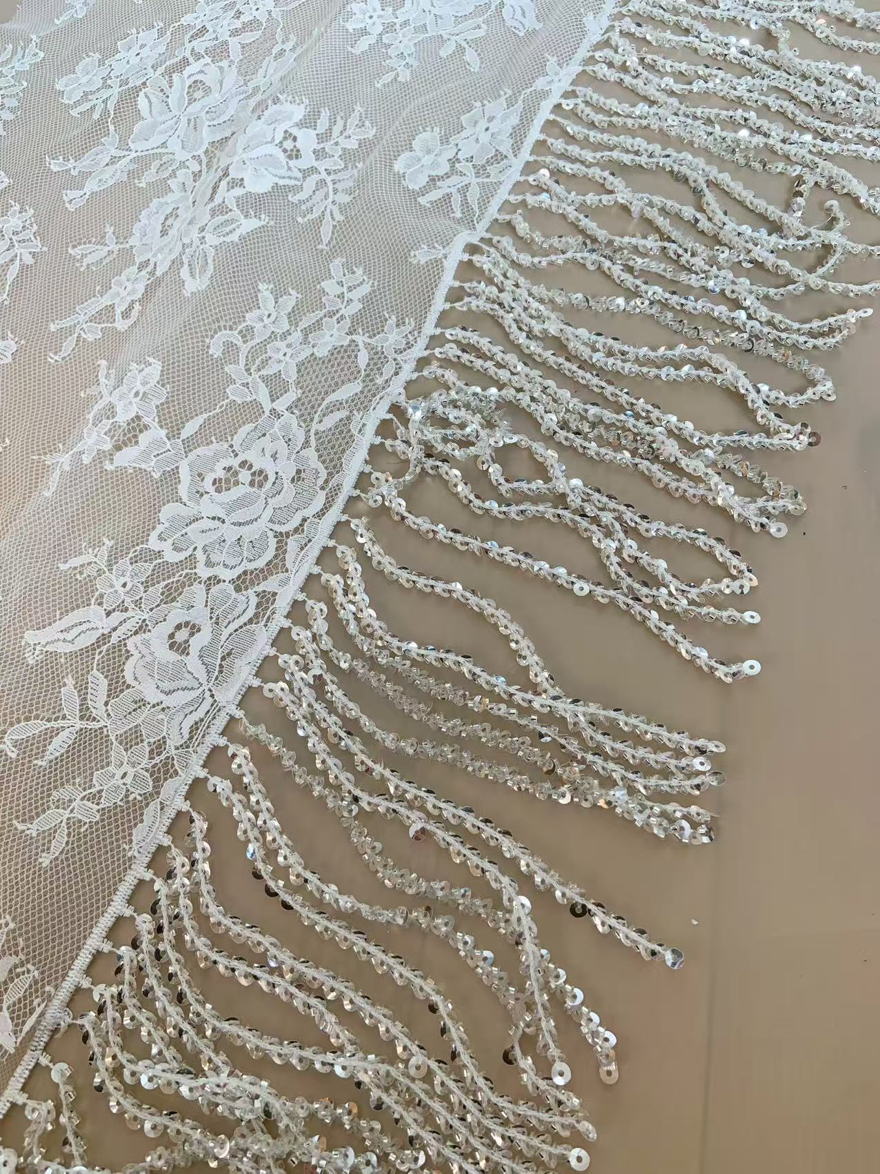 1 Yard Silberne Saatperlen-Fra – Fringe Ribbon Sewing Bewertung und Preis